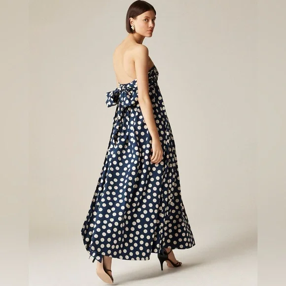 J.Crew Collection strapless bow-back maxi dress in polka dot CK987 - Picture 1 of 12
